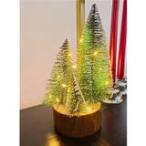 Led Işıklı 4 lü Set Nevada Çam Ağaçları Büyük Meşe Kütüklü Led Işıklı 22 Cm Büyük Boy Çam Ağaçları S