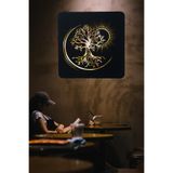 Led Işıklı Ağaç Güneş Temalı Tablo Duvar Dekorlu Gece Lambası Sarı 60 x 60