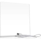 LED Işıklı Akrilik Yazı Tahtası – 20x20 cm Şeffaf Masaüstü Not Panosu, USB Bağlantılı, 7 Renkli Kalem ve Stand Dahil, Çocuklar İçin Eğlenceli Yazı Tahtası, Masa Dekoratif Ledli Işık Panosu (20x20 Cm)