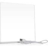 LED Işıklı Akrilik Yazı Tahtası – 20x20 cm Şeffaf Masaüstü Not Panosu, USB Bağlantılı, 7 Renkli Kalem ve Stand Dahil, Çocuklar İçin Eğlenceli Yazı Tahtası, Masa Dekoratif Ledli Işık Panosu (20x30 Cm)