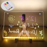 LED Işıklı Akrilik Yazı Tahtası - 20X20 Cm, USB Bağlantılı ve 7 Renkli Kalem - 20 x 20 cm