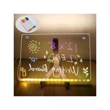 Led Işıklı Akrilik Yazı Tahtası - 20X20 Cm, Usb Bağlantılı Ve 7 Renkli Kalem
