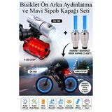 Led Işıklı Bisiklet Ön Far Arka Stop Aydınlatma Işığı Ve Mavi Sipob Kapağı Haraketli Fotosel Sensörlü