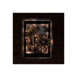 Led Işıklı Çerçeveli Çiçekler Dekoratif Tablo Balkon Duvar Dekorlu Gece Lambası Sarı 60 cm