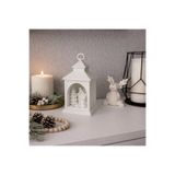 LED Işıklı Dekoratif Kış Temalı Fener – Beyaz Modern Mumluk & Biblo LDM