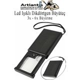 Led Işıklı Dikdörtgen Çekmeceli Büyüteç 1 Adet 3X 6X Büyütme Optik Lens El Tipi Mercek Çep Büyüteci Okul Ofis Büro