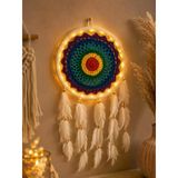 Led Işıklı Dream Catcher Düş Kapanı El Yapımı Bohem Duvar Süsü Renkli Mandala Dekor 22 Cm