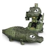 Led Işıklı Gerçekçi Sesli Dönüşebilir Crocodile Timsah Çarpıp Dönen Robot Oyuncak Yeşil Savaşçı