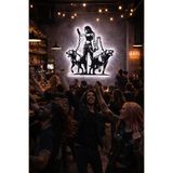 Led Işıklı Güçlü Zincirli Kadın ve Kurt Köpek Figürlü Tablo Dekoratif Gece Lambası Beyaz 60 cm