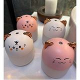 Led Işıklı Hava Nemlendiricisi Kedi Tasarımlı Buhar Makinesi - BEYAZ Şaşkın Kedi (Pembe)
