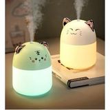 Led Işıklı Hava Nemlendiricisi Kedi Tasarımlı Buhar Makinesi - PEMBE Kısık Gözlü KEDİ