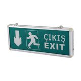 Led Işıklı Iki/Çift Yönlü Acil Çıkış Exit Tabelası Aşağı Yön Ok