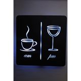 Led Işıklı Kadeh Fincan Temalı Dekoratif Tablo Duvar Dekoru Mutfak Ve Cafe Duvar Dekorasyonu Beyaz 80 cm