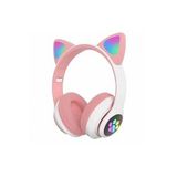 Led Işıklı Kedi Kulaklı Kulak Üstü Kablosuz Bluetooth Kulaklık Mikrofonlu Hafız Kart Giriş