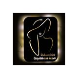Led Işıklı Kişiselleştirilebilir Kadın Temalı Tablo Fragile Dekoratif Gece Lambası Sarı 80 cm