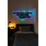 Led Işıklı Kişiye Özel Yazılar Dekoratif Tablo Duvar Dekorlu Gece Lambası Çok Renkli 60 cm