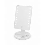 LED Işıklı Makyaj Aynası, Dokunmatik Sensörlü, Type-C Şarj Kablolu, Ayarlanabilir, 16 LED, Beyaz, Kare Tasarım