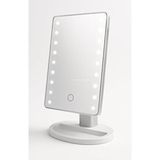 LED Işıklı Masa Üstü Makyaj Aynası Dokunmatik 3 Işık Modlu USB Kablolu Aydınlatmalı Ayna - Beyaz
