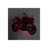 Led Işıklı Motor Dekoratif Tablo Duvar Dekorlu Gece Lambası Kırmızı 80 cm