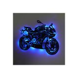 Led Işıklı Motor Dekoratif Tablo Duvar Dekorlu Gece Lambası Mavi 60 cm