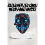 LED Işıklı Neon Maske Cadılar Bayramı Maskesi Korkunç Korku Maskesi