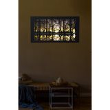 Led Işıklı Ormanda Günbatımı Temalı Tablo Duvar Dekorlu Gece Lambası Sarı 70 cm