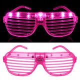 Led Işıklı Panjur Parti Gözlüğü Pembe Renk Shutter Gözlük