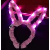 Led Isikli Pelus Pofuduk Tavsan Kulak Tavsan Tac Pembe 17X23 Cm