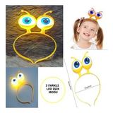 Led Isikli & Pilli 3 Farkli Modda Yanan Uzayli Goz Parti Taci Sari Renk 18X12 Cm