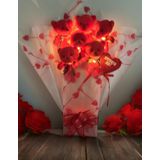 Led Işıklı, Premium Yumoş Kırmızı Peluş Ayıcık Buketi, Sevgiliye, Doğum Gününe Hediye