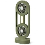 Led Işıklı Şarjlı Vantilatör, 2 Fanlı Ultra Güçlü Motorlu Masaüstü Soğutucu Fan, 3 Kademeli Hız Ayarlı LED Işıklı Sessiz Portatif, 1200 mAh Şarjlı Ev Ofis Bahçe Kamp Karavan İçin Şarjlı Vantilatör