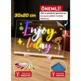LED Işıklı Şeffaf Çizim Tableti ve Yazı Tahtası - 30X20 cm Ayarlanabilir Standlı Akrilik Not Panosu USB Güçlü Eğitici Çocuk Boyama Seti 7 Renkli Kalem ve Temizleme Bezi Hediyeli - 41 Delft Blue