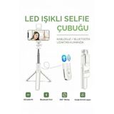 Led Işıklı Selfie Çubuğu Bluetooth Kumandalı Kablosuz Tripot Selfie Monopod Selfie Stick (Beyaz)
