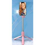 LED Işıklı Selfie Çubuğu Bluetooth Kumandalı Kablosuz Tripot Selfie Monopod Selfie Stick (Pembe)