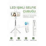 Led Işıklı Selfie Çubuğu Kumandalı Tripot Selfie Monopod Selfie Stick (Beyaz)