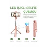 Led Işıklı Selfie Çubuğu Kumandalı Tripot Selfie Monopod Selfie Stick (Pembe)