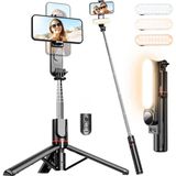 LED Işıklı Selfie Çubuğu & Tripod – 111 cm Uzatılabilir, 360° Döner Telefon Tutucu, Çıkarılabilir Bluetooth Kumanda, 3 Renk Modu & 9 Parlaklık Seviyes - Çok Renkli - Standart