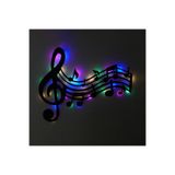 Led Işıklı Sol Anahtarı Ve Notalar Müzik Temalı Tablo Duvar Dekorlu Gece Lambası Çok Renkli 60 x 48