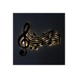 Led Işıklı Sol Anahtarı Ve Notalar Müzik Temalı Tablo Duvar Dekorlu Gece Lambası Sarı 60 x 48