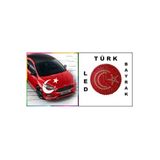 Led Işıklı Türk Bayrağı Taksi Otomobil Kamyon Minibüs Her Araç İçin, 10cm Çap, Kırmızı