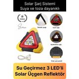 Led Işıklı Üçgen Reflektör Projektör Acil Durum Feneri Flaşör Trafik Şarjlı Solar İkaz Lambası