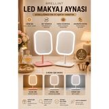 LED Işıklı USB Şarjlı Dokunmatik Makyaj Aynası 3 Renk Işık 360° Döner Masaüstü Kozmetik Aynası