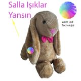 LED Işıklı, Uyku Arkadaşı Uzun Kulak Bunny Peluş Tavşan 65CM - Kahverengi