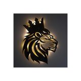 Led Işıklı Yan Portre Aslan Figürlü Tablo Duvar Dekorlu Gece Lambası Sarı 85 x 65