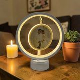 Led Işıklı Yuvarlak Fotoğraf Çerçevesi Kişiye Özel Fotoğraf Baskılı Resimli Gece Lambası Yatak Odası