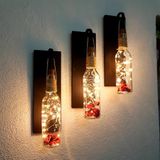 Led Işıklı,Şişe Model Duvar Aplik, Üçlü Set (Siyah)