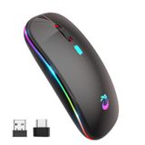 LED Kablosuz Fare, Şarj Edilebilir İnce Sessiz Fareler 2.4G Taşınabilir Ofis Optik Faresi, USB Alıcılı ve Tip-C Adaptörlü, Dizüstü Bilgisayar, Bilgisayar, Dizüstü Bilgisayar, Dizüstü Bilgisayar ve