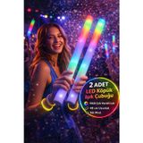 LED Köpük Işık Çubuğu 2 Adet 40 cm RGB Işıklı Parti Konser Düğün Doğum Günü Eğlence Çubuğu Tek Mod