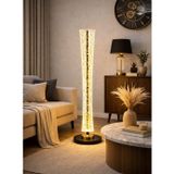 LED Lambader 3 Işık Modlu 126 cm Modern Ayaklı Lamba, Gold Parçacıklı Akrilik Gövdeli Salon Lambası