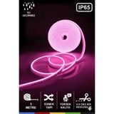 Led Level 12 Volt 3 Metre Pembe Neon Şerit LED Esnek Silikonlu+Adaptör +Anahtarlı